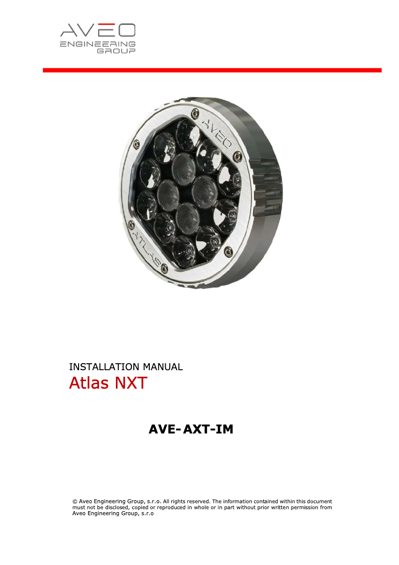 Page 1 of the manual User Manual Aveo Engineering AVE-RBXTACR-D01