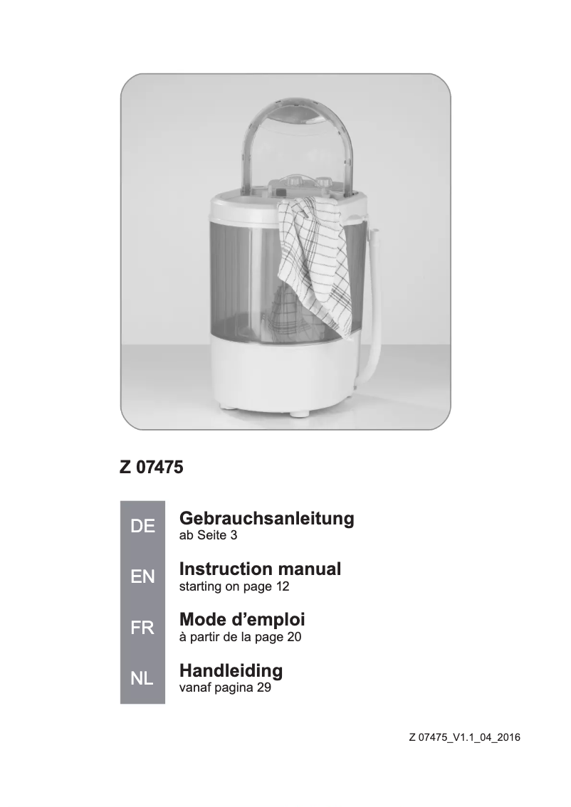 First page image of the manual for Z 07475