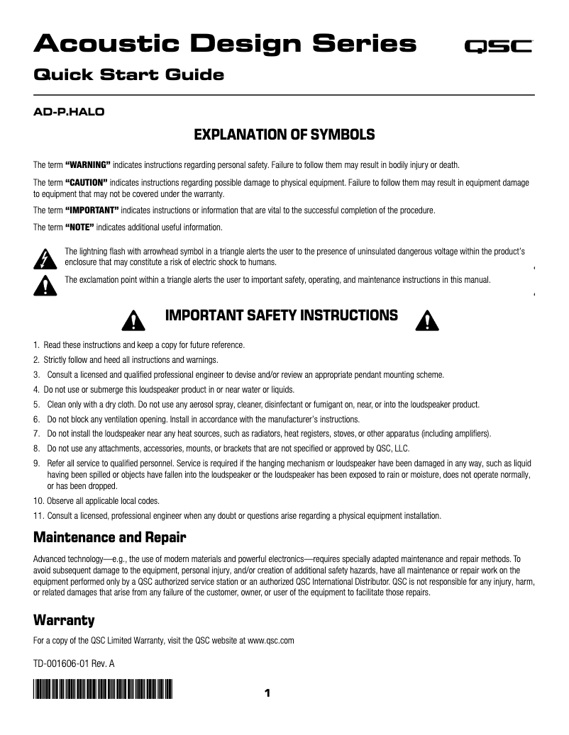 First page image of the manual for AD-P.HALO