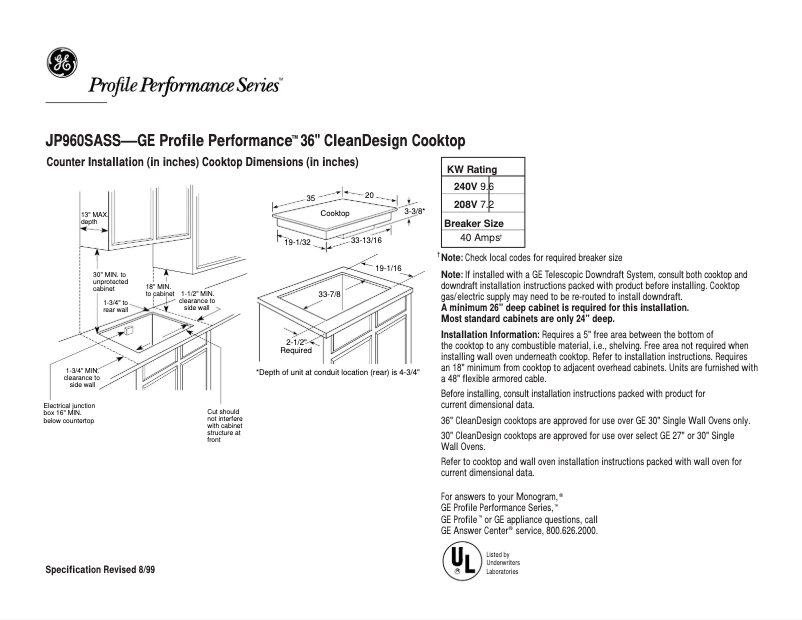 First page image of the manual for Profile Performance JP960SASS