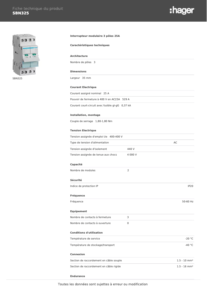 First page image of the manual for SBN325