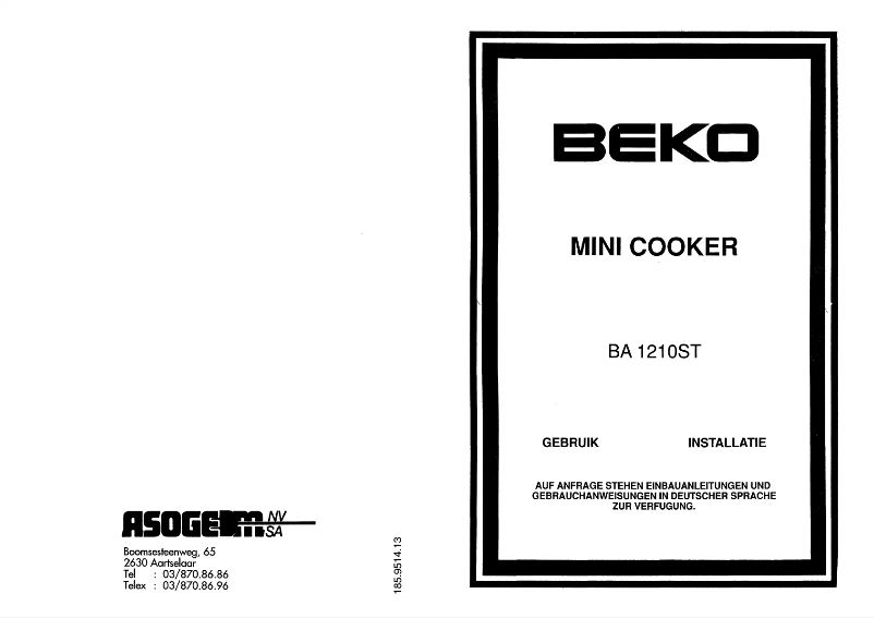 Page 1 of the manual User Manual Beko BA 1210 Mini