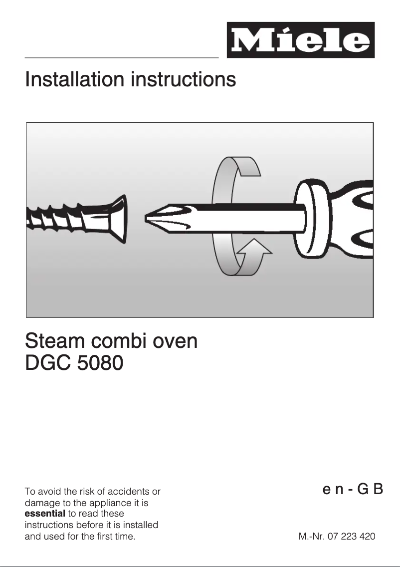 Page 1 of the manual User Manual Miele DGC 5070