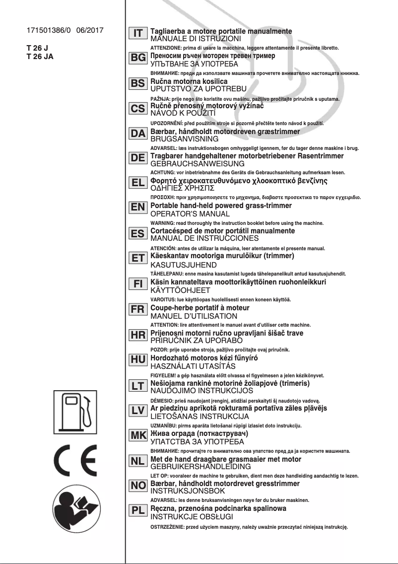 First page image of the manual for SGT 226 J
