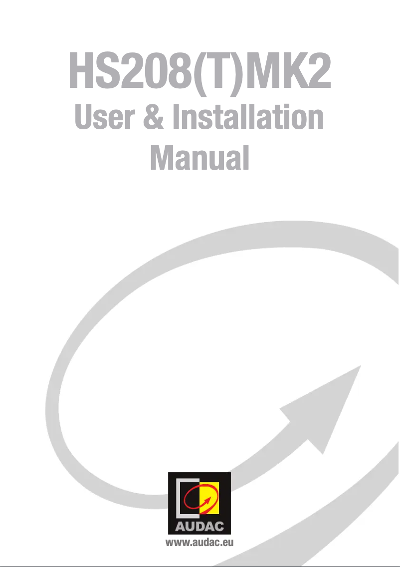 Page 1 of the manual User Manual Audac HS208