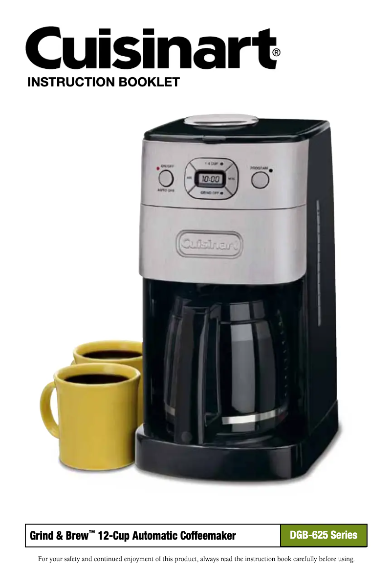 Page 1 of the manual User Manual Cuisinart Grind & Brew DGB-625BC