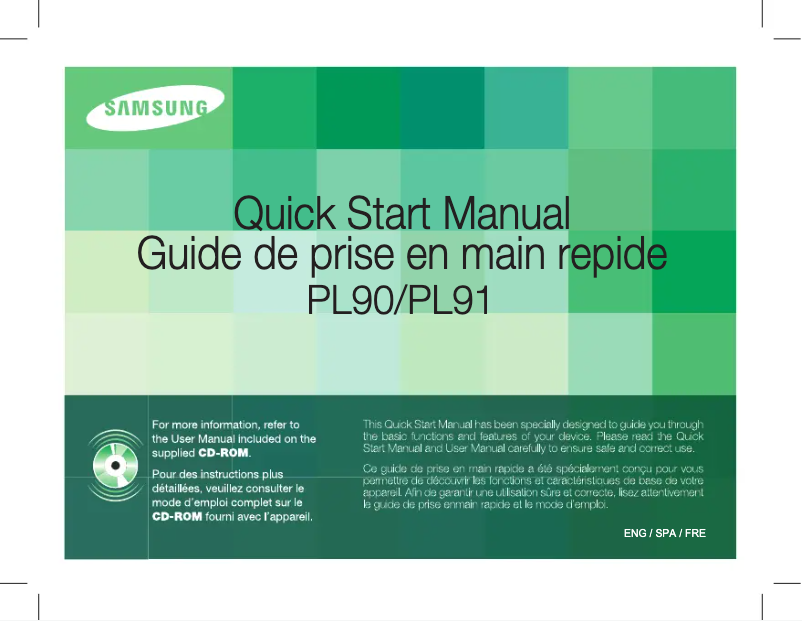 Page 1 of the manual Quick Start Guide Samsung PL91