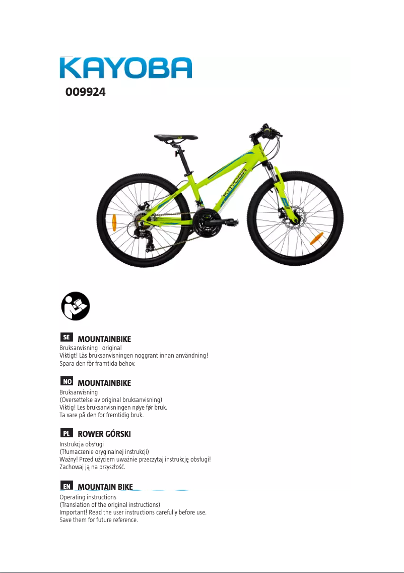 Page 1 of the manual User Manual Kayoba 009-924