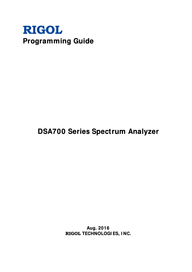 Page 1 de la notice Manuel utilisateur Rigol DSA705
