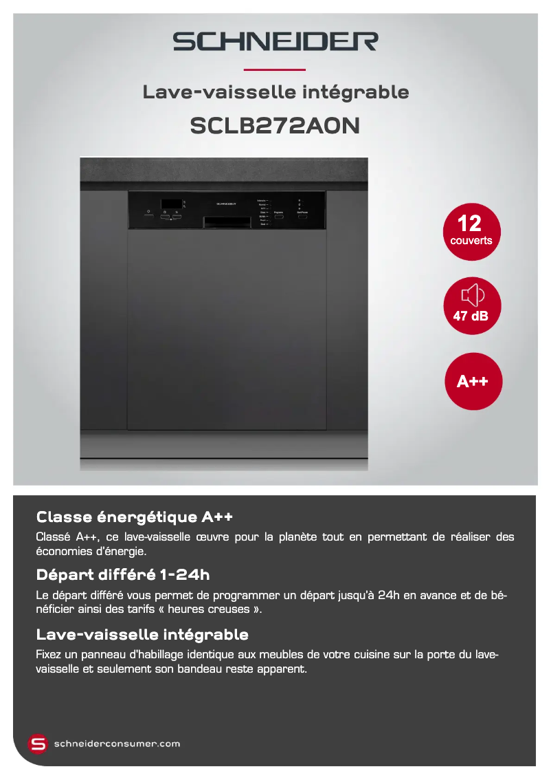Page 1 of the manual Technical Sheet Schneider SCLB272A0N