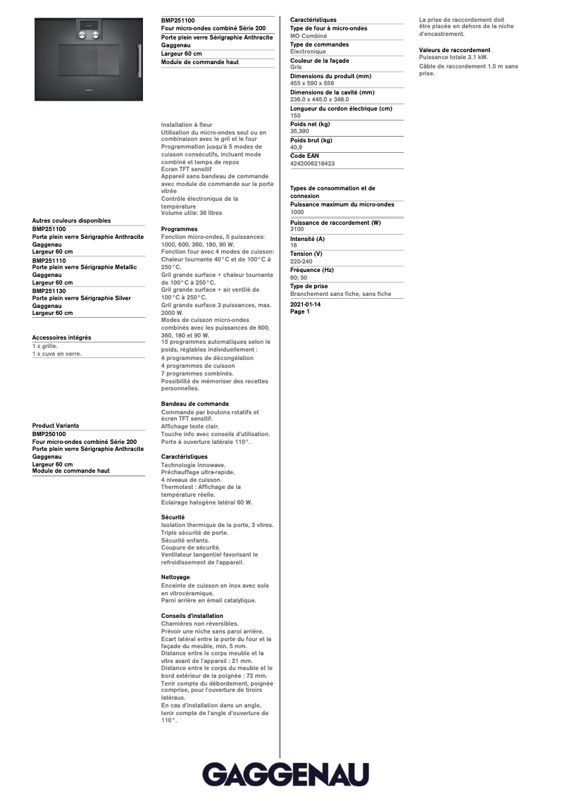 First page image of the manual for BMP251100