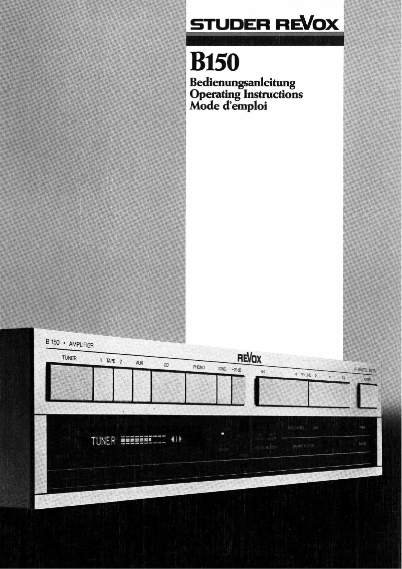 Page 1 of the manual User Manual Revox B150