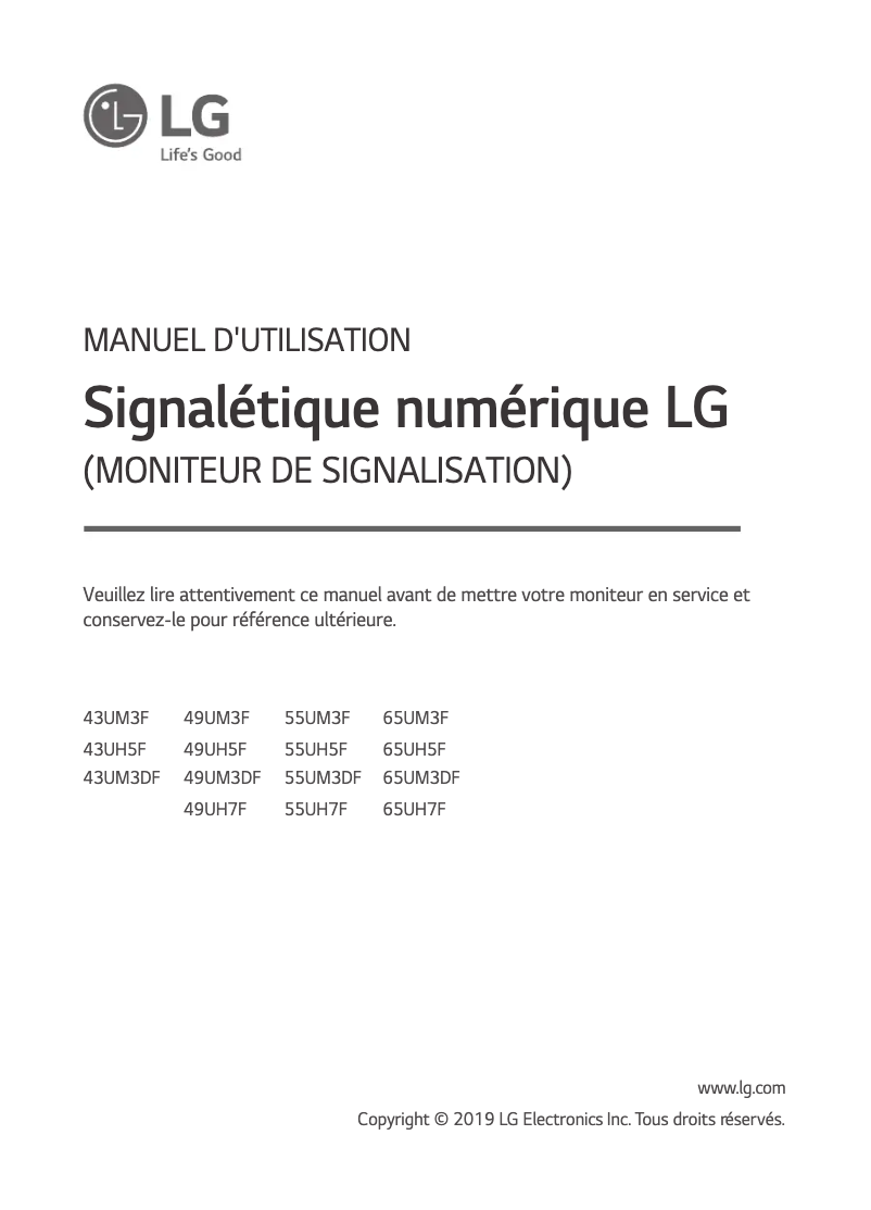 First page image of the manual for 65UH5F