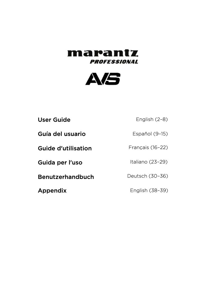 Page 1 of the manual User Manual Marantz AVS