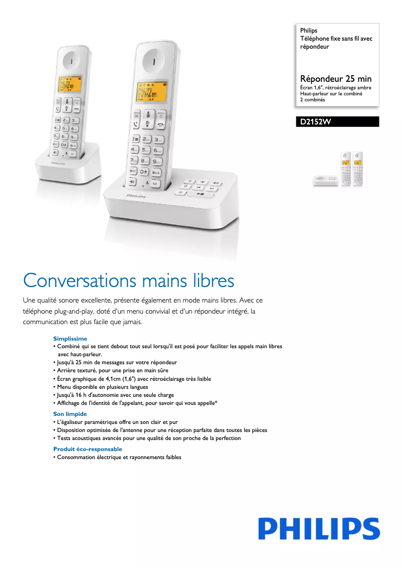 First page image of the manual for D2152W