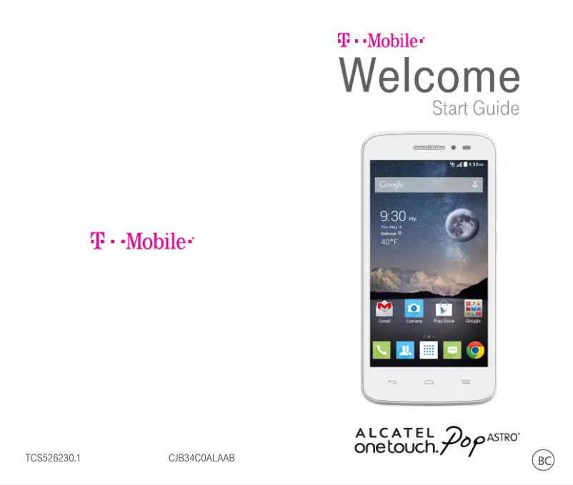 First page image of the manual for One Touch Pop Astro