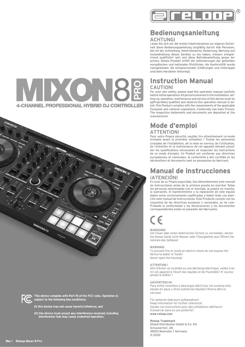 First page image of the manual for Mixon 8 Pro