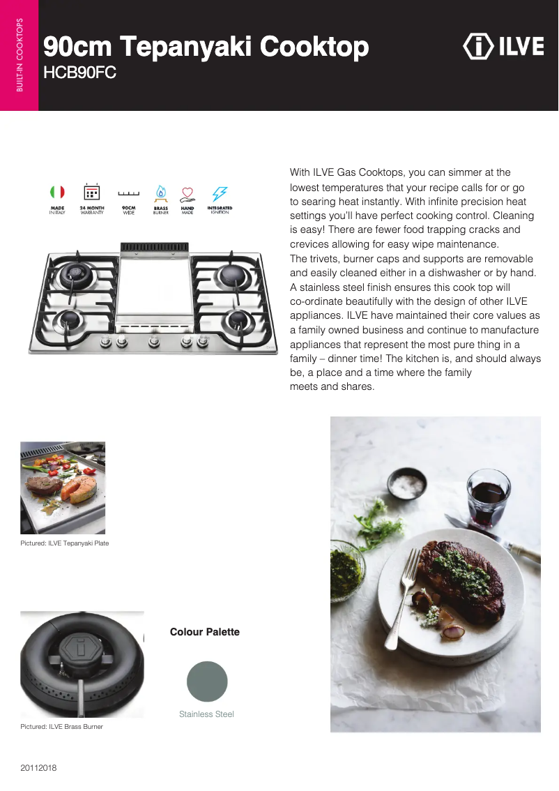 Page 1 of the manual Technical Sheet Ilve HCB90FCSS