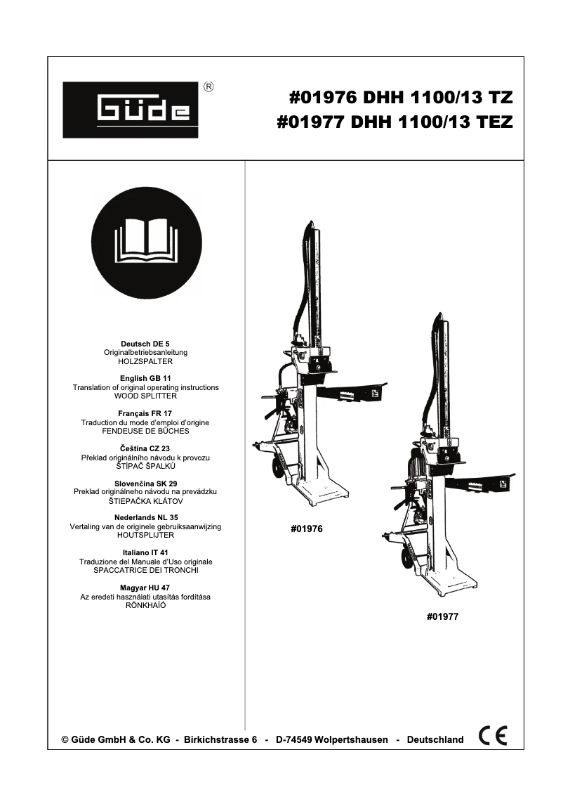 First page image of the manual for DHH 1100/13 TEZ