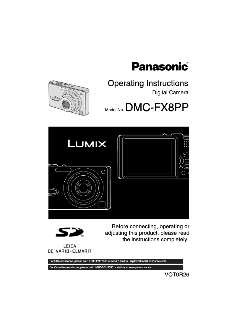 Page 1 of the manual User Manual Panasonic Lumix DMC-FX8PP