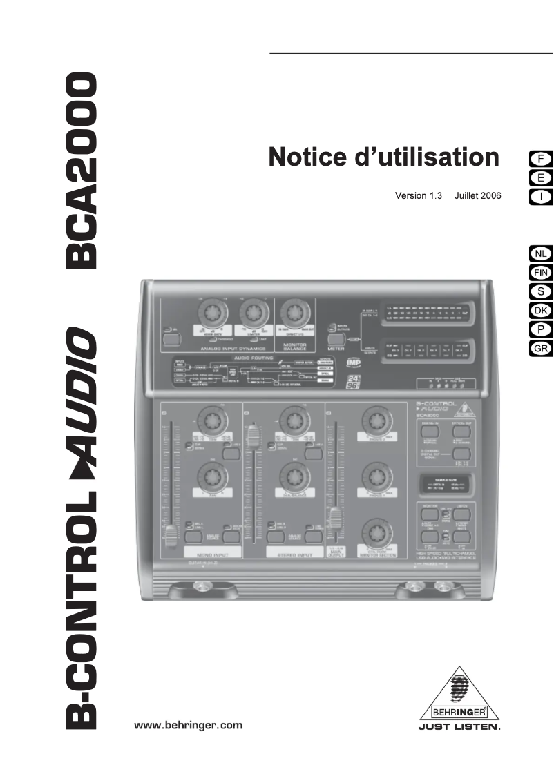 Image de la première page du manuel de l'appareil B-Control Audio BCA2000