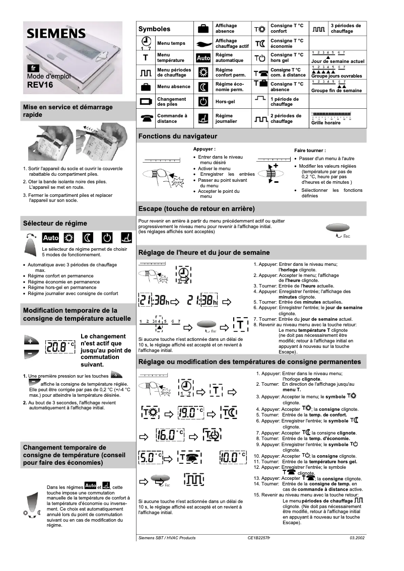 Page 1 of the manual User Manual Siemens REV16