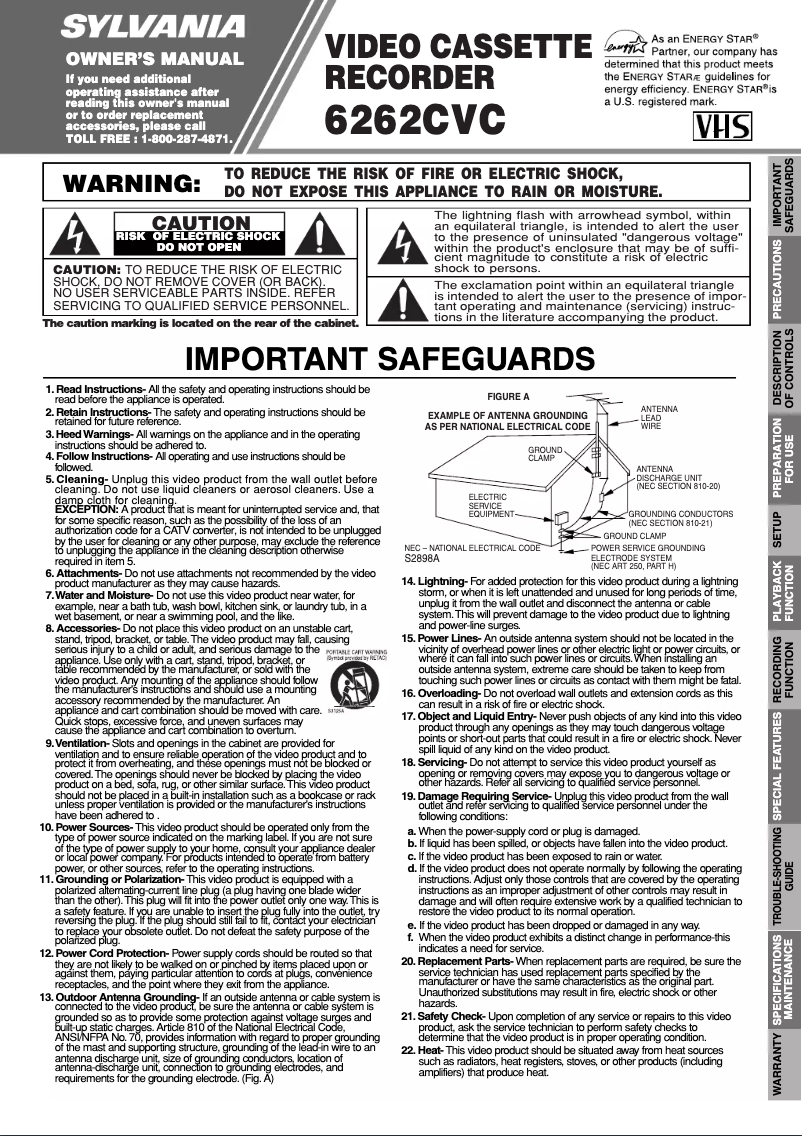 Page 1 of the manual User Manual Sylvania 6262CVC