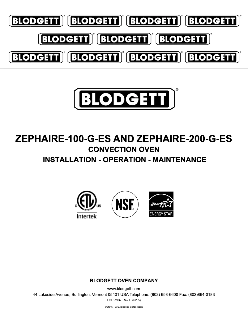 First page image of the manual for ZEPHAIRE-200-G-ES
