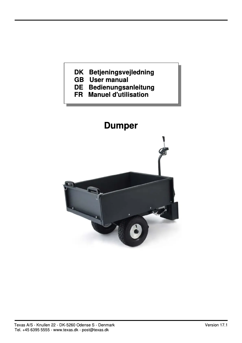 First page image of the manual for Dumper