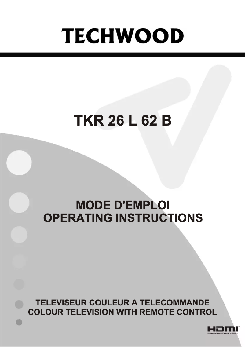First page image of the manual for TKR26L62B