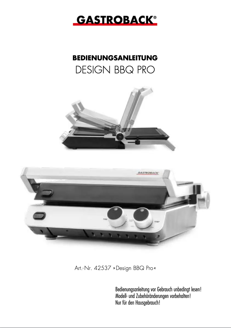 First page image of the manual for Design BBQ Pro 42537