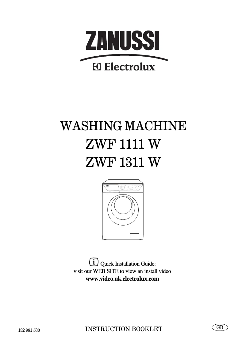 First page image of the manual for ZWF1111W