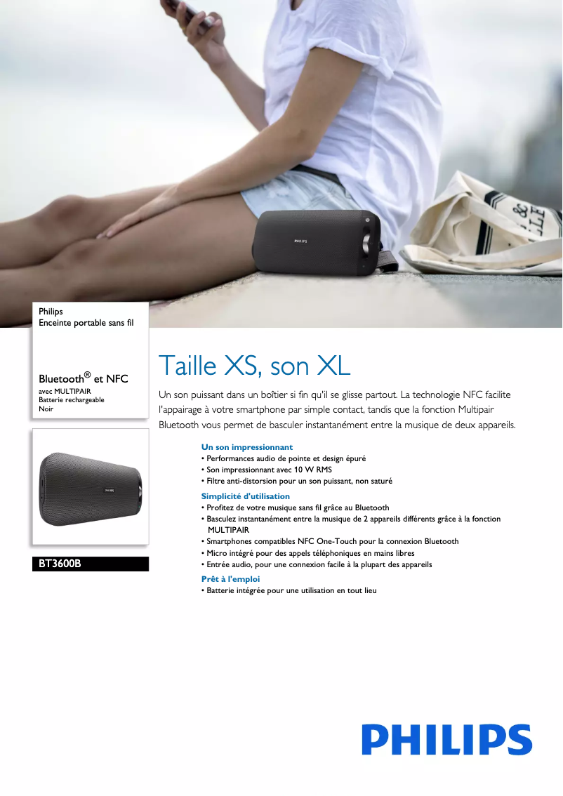 Page 1 of the manual Technical Sheet Philips BT3600B