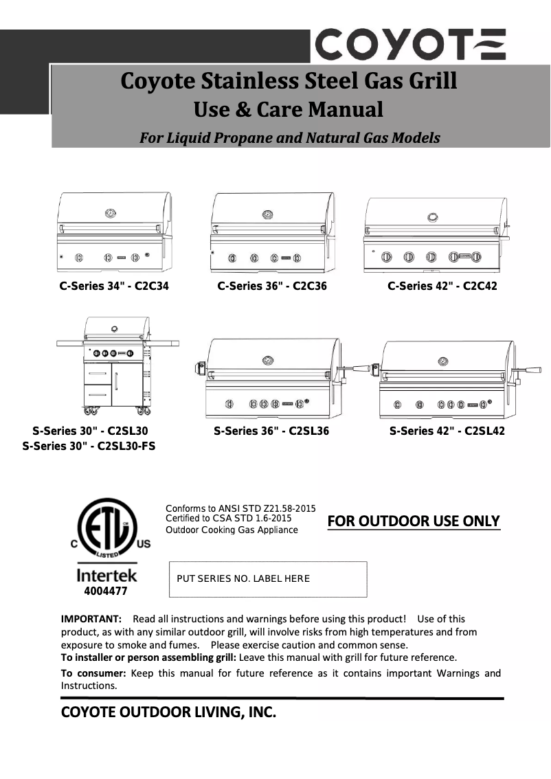 Page 1 of the manual User Manual Coyote C2C42NG