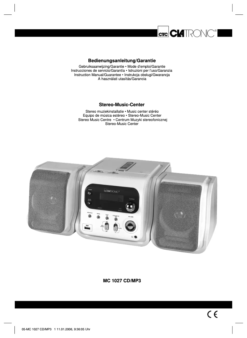 Page 1 of the manual User Manual Clatronic MC 1027 CD/MP3