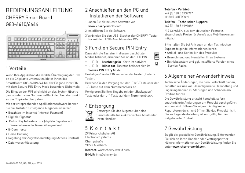 First page image of the manual for SmartBoard G83-6644
