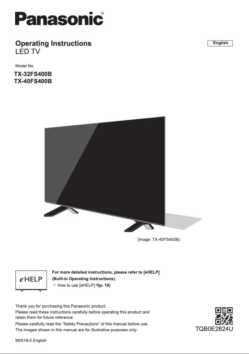 First page image of the manual for TX-40FS400B