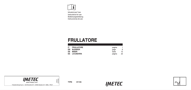 Page 1 of the manual User Manual Imetec BuonFrullato