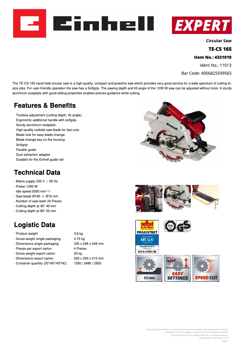 First page image of the manual for TE-CS 165