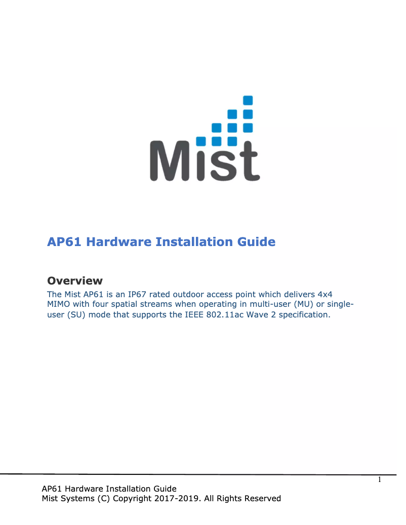 First page image of the manual for AP61