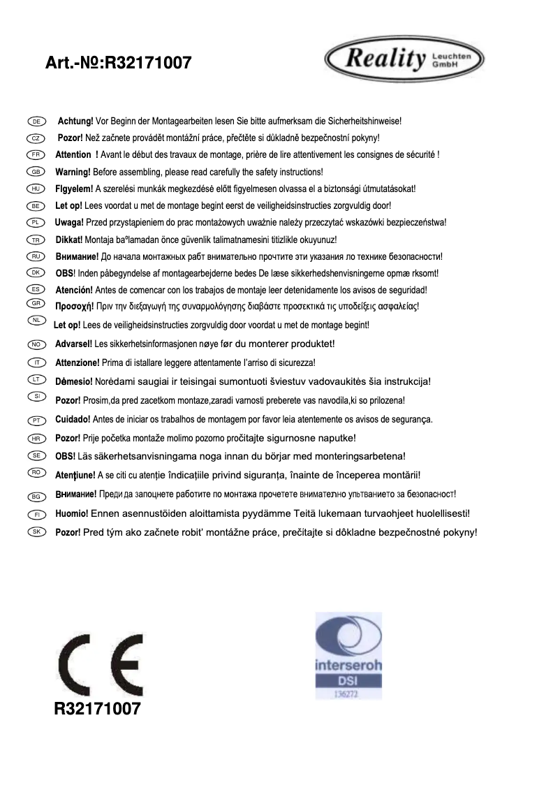 Page 1 of the manual User Manual Trio Lighting Dallas