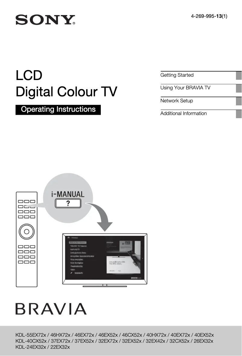 Page 1 of the manual User Manual Sony Bravia KDL-55EX723
