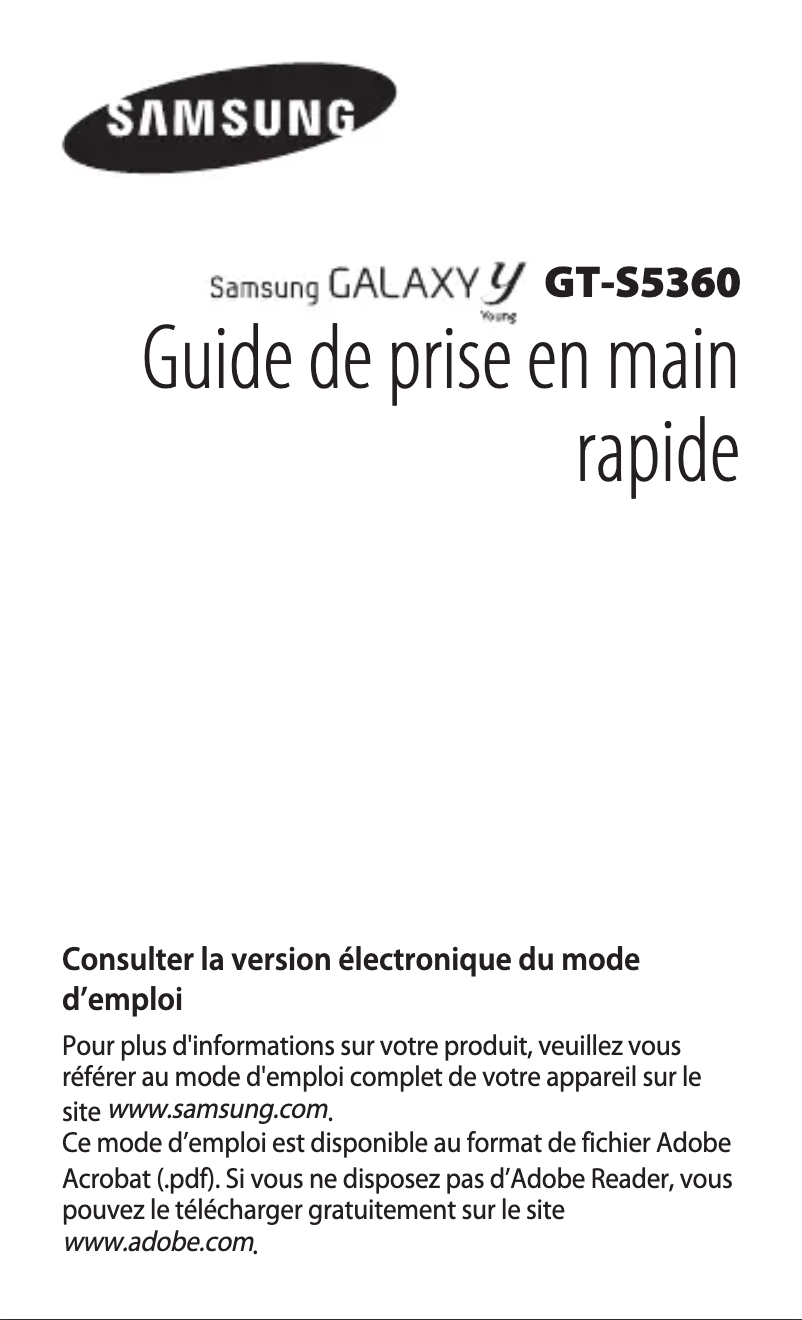 Page 1 of the manual Installation Guide Samsung Galaxy Y
