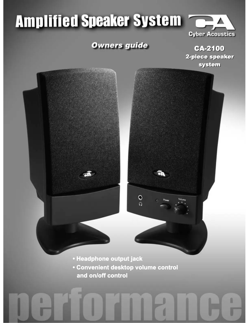Page 1 of the manual User Manual Cyber Acoustics CA-2100