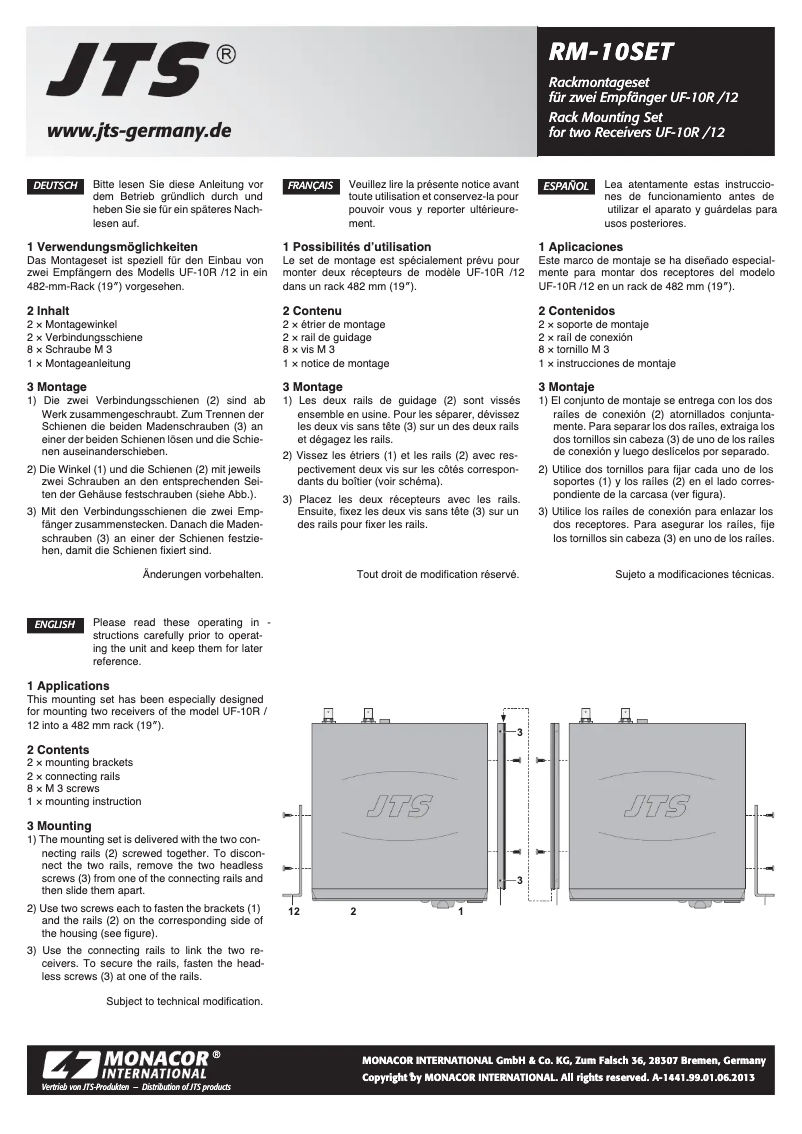 First page image of the manual for RM-10SET