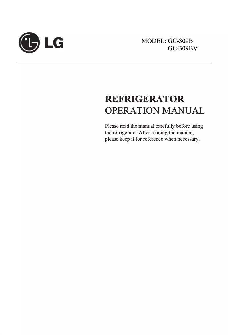 Page 1 of the manual User Manual LG GC-309BV