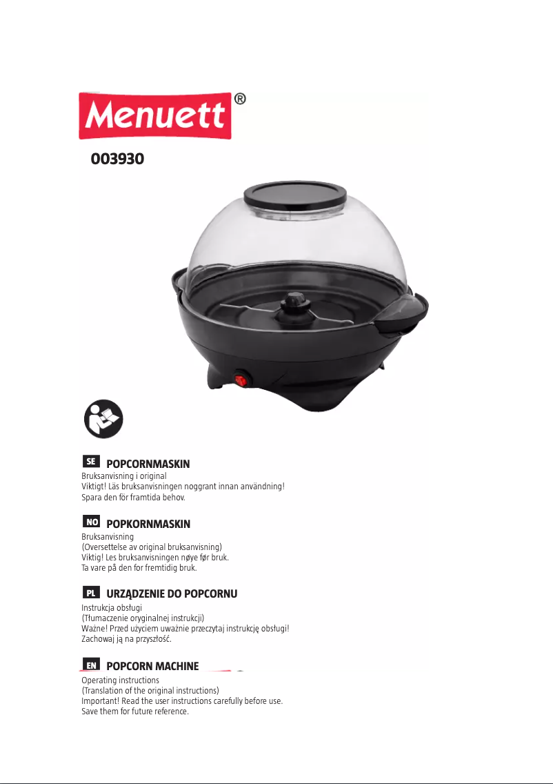 Page 1 of the manual User Manual Menuett 003930