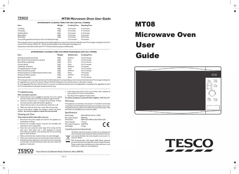 First page image of the manual for MT08