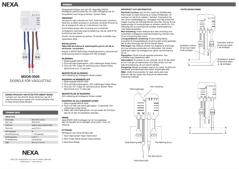 Page 1 of the manual User Manual Nexa MSOR-3500