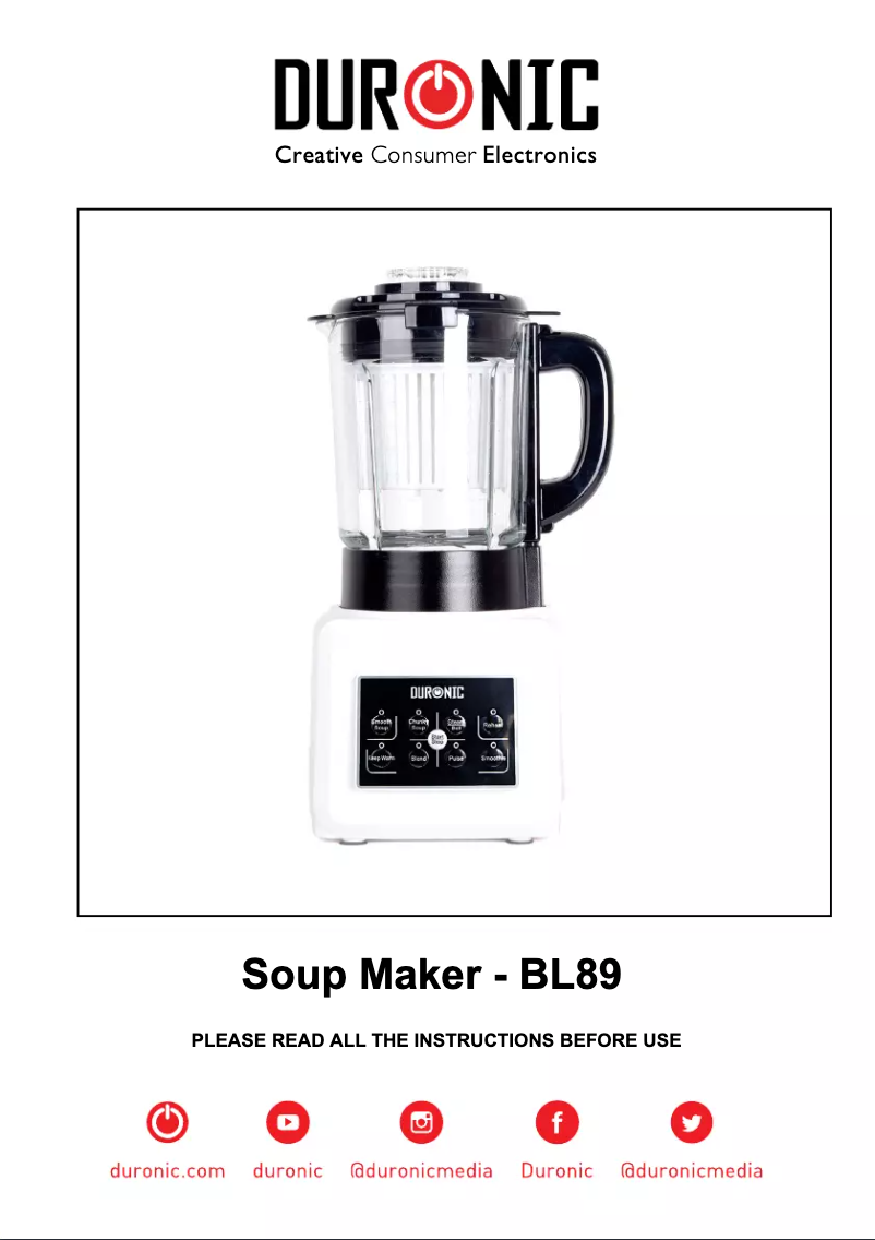 Page 1 of the manual User Manual Duronic BL89